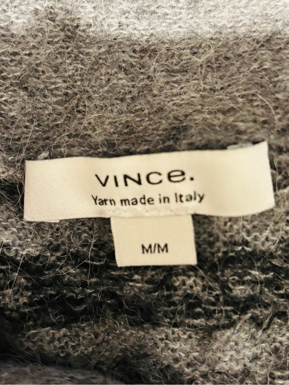 Vince grey and black fairisle alpaca blend v-neck cardigan sweater. Medium. - Picture 8 of 8